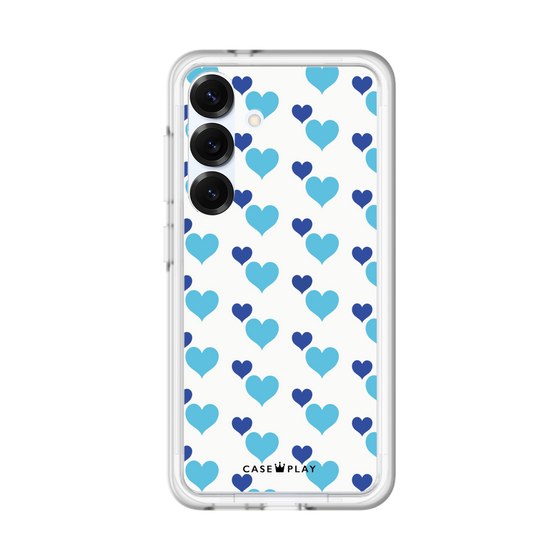スリムプロテクションプレミアムケース［ Stripe Hearts - Blue ］