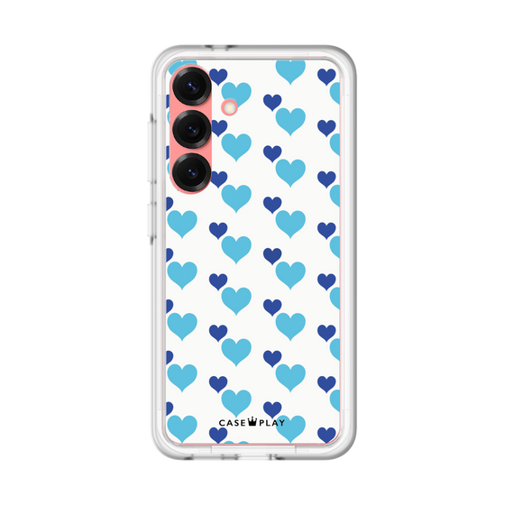 スリムプロテクションプレミアムケース［ Stripe Hearts - Blue ］