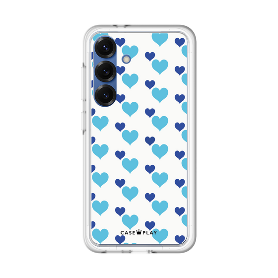 スリムプロテクションプレミアムケース［ Stripe Hearts - Blue ］