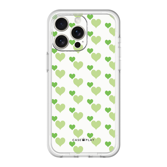スリムプロテクションプレミアムケース［ Stripe Hearts - Green ］
