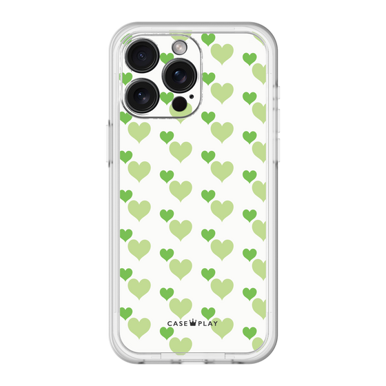 スリムプロテクションプレミアムケース［ Stripe Hearts - Green ］