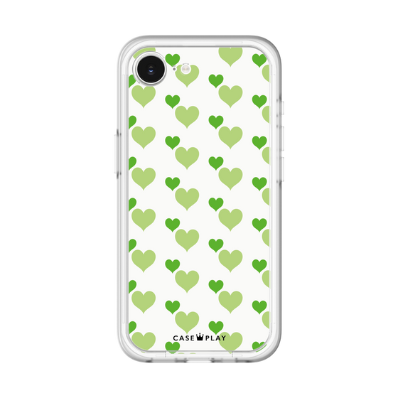 スリムプロテクションプレミアムケース［ Stripe Hearts - Green ］