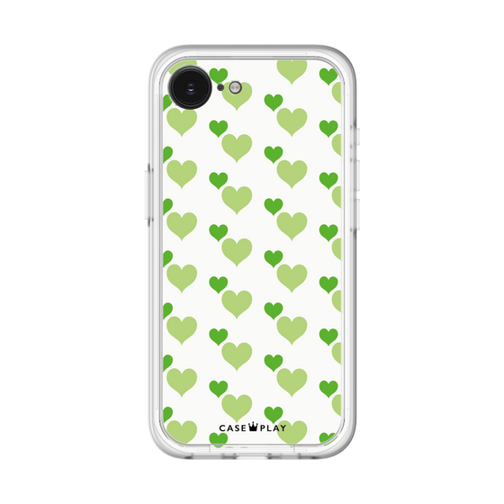 スリムプロテクションプレミアムケース［ Stripe Hearts - Green ］