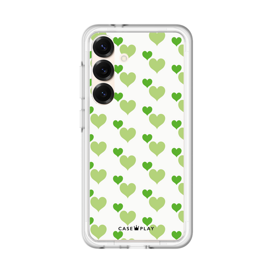 スリムプロテクションプレミアムケース［ Stripe Hearts - Green ］