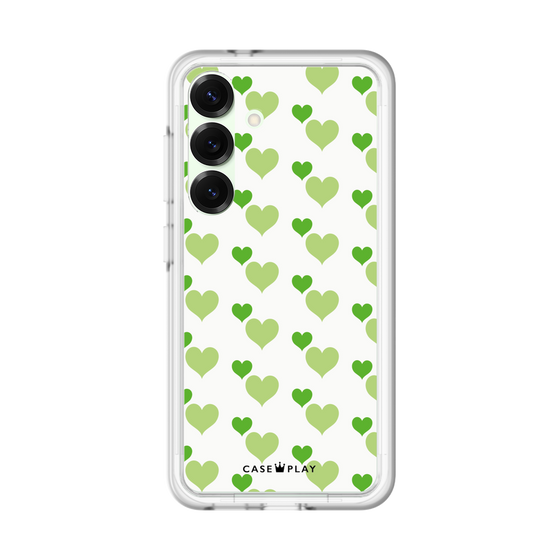 スリムプロテクションプレミアムケース［ Stripe Hearts - Green ］
