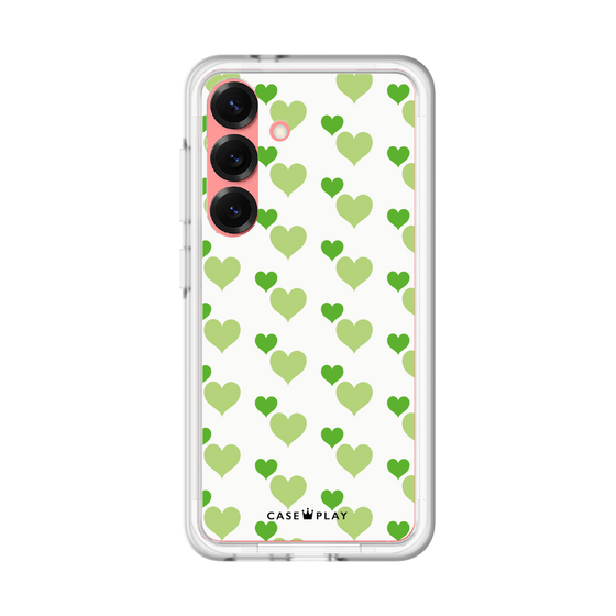 スリムプロテクションプレミアムケース［ Stripe Hearts - Green ］
