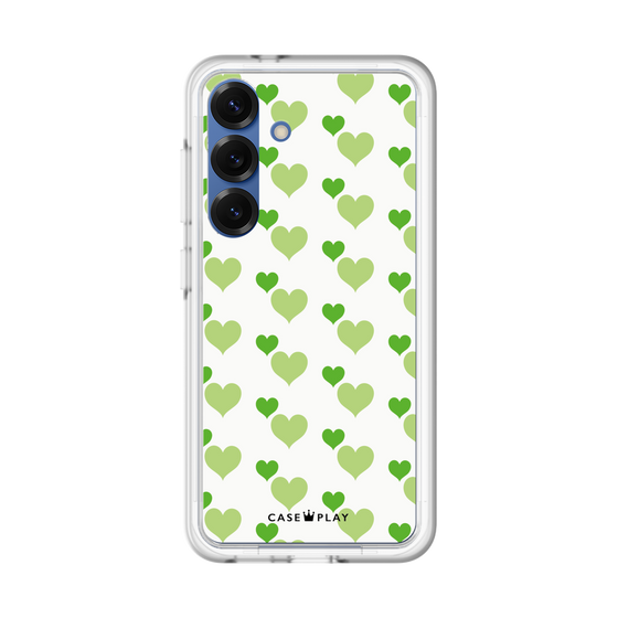 スリムプロテクションプレミアムケース［ Stripe Hearts - Green ］
