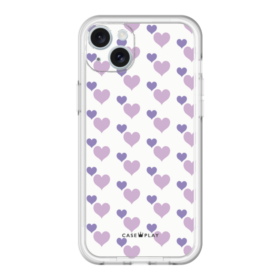 スリムプロテクションプレミアムケース［ Stripe Hearts - Purple ］