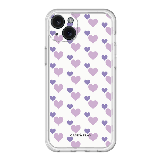 スリムプロテクションプレミアムケース［ Stripe Hearts - Purple ］
