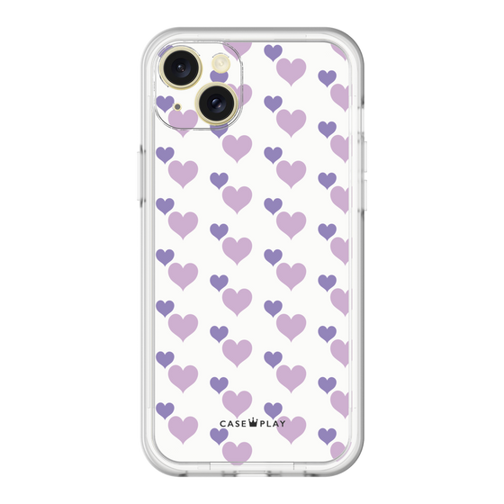スリムプロテクションプレミアムケース［ Stripe Hearts - Purple ］