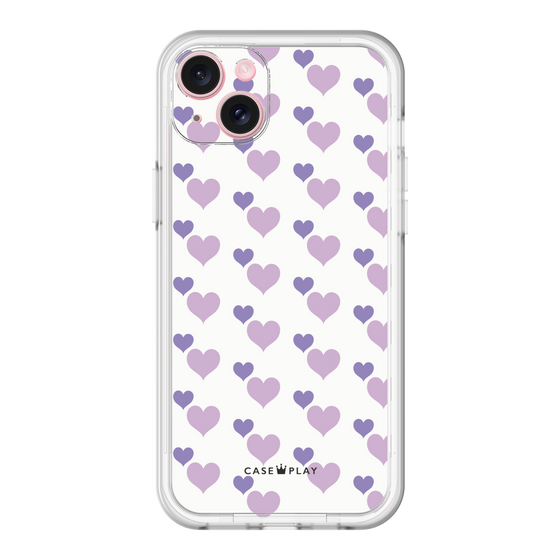 スリムプロテクションプレミアムケース［ Stripe Hearts - Purple ］