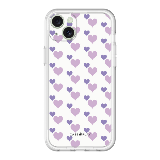 スリムプロテクションプレミアムケース［ Stripe Hearts - Purple ］
