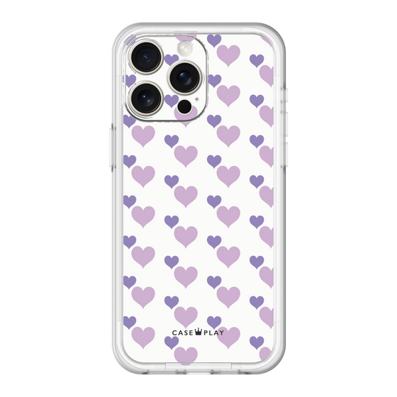 スリムプロテクションプレミアムケース［ Stripe Hearts - Purple ］