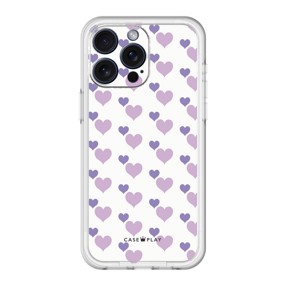 スリムプロテクションプレミアムケース［ Stripe Hearts - Purple ］