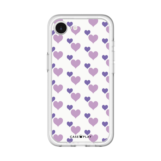 スリムプロテクションプレミアムケース［ Stripe Hearts - Purple ］