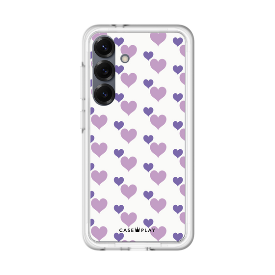 スリムプロテクションプレミアムケース［ Stripe Hearts - Purple ］