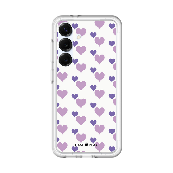 スリムプロテクションプレミアムケース［ Stripe Hearts - Purple ］