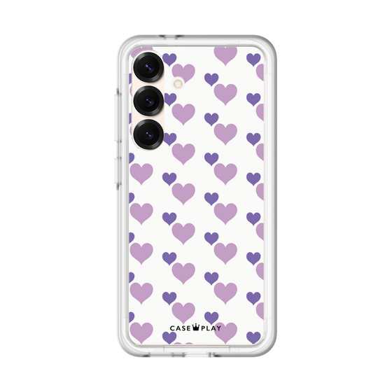 スリムプロテクションプレミアムケース［ Stripe Hearts - Purple ］
