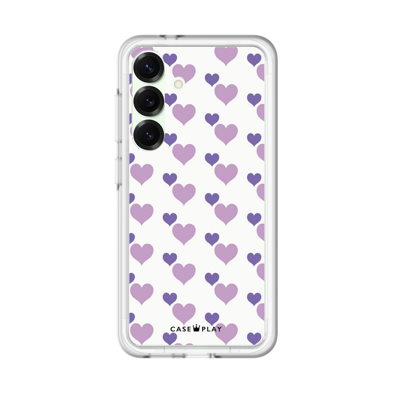 スリムプロテクションプレミアムケース［ Stripe Hearts - Purple ］