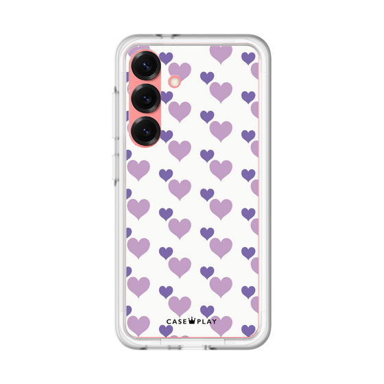 スリムプロテクションプレミアムケース［ Stripe Hearts - Purple ］