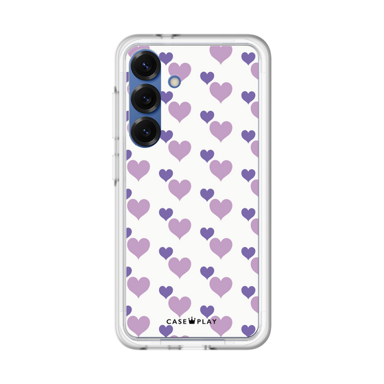 スリムプロテクションプレミアムケース［ Stripe Hearts - Purple ］