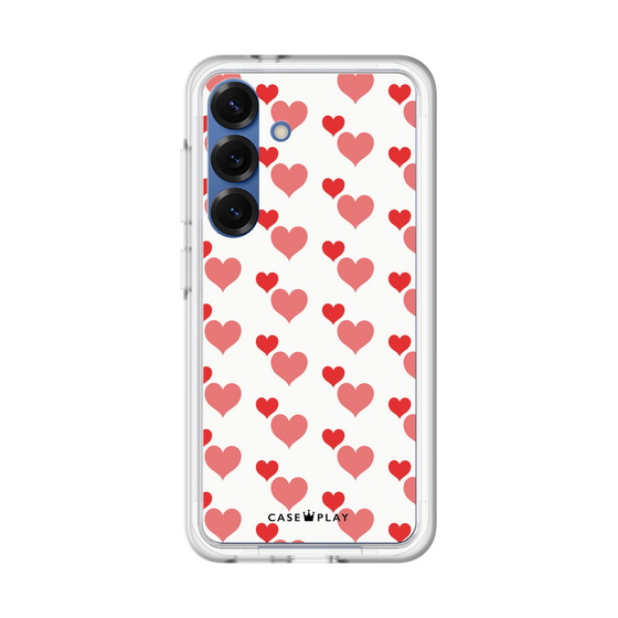スリムプロテクションプレミアムケース［ Stripe Hearts - Red ］