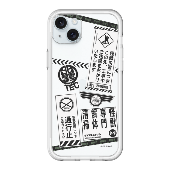 スリムプロテクションプレミアムケース［ 怪獣8号 - ステッカー - モノクロ ］