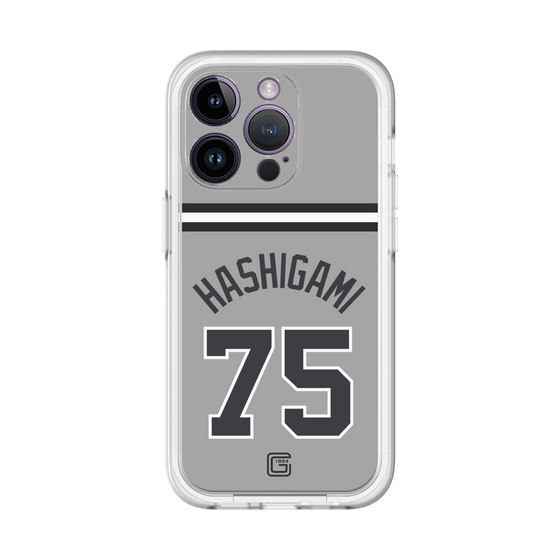 スリムプロテクションプレミアムケース［ 読売ジャイアンツ - #75 HASHIGAMI - ビジター ］