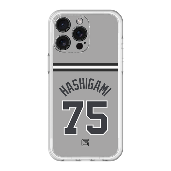 スリムプロテクションプレミアムケース［ 読売ジャイアンツ - #75 HASHIGAMI - ビジター ］