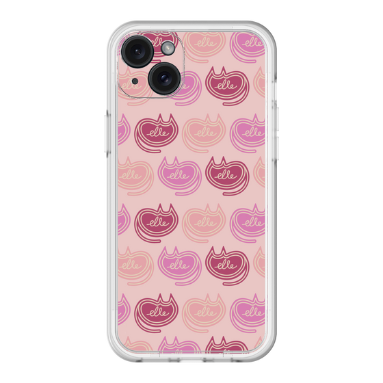 スリムプロテクションプレミアムケース［ ELLE - Cat Pattern - ピンク ］
