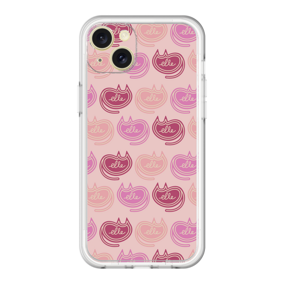 スリムプロテクションプレミアムケース［ ELLE - Cat Pattern - ピンク ］