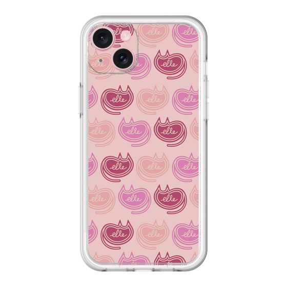 スリムプロテクションプレミアムケース［ ELLE - Cat Pattern - ピンク ］