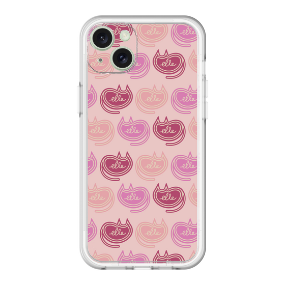 スリムプロテクションプレミアムケース［ ELLE - Cat Pattern - ピンク ］