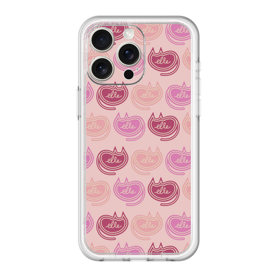 スリムプロテクションプレミアムケース［ ELLE - Cat Pattern - ピンク ］