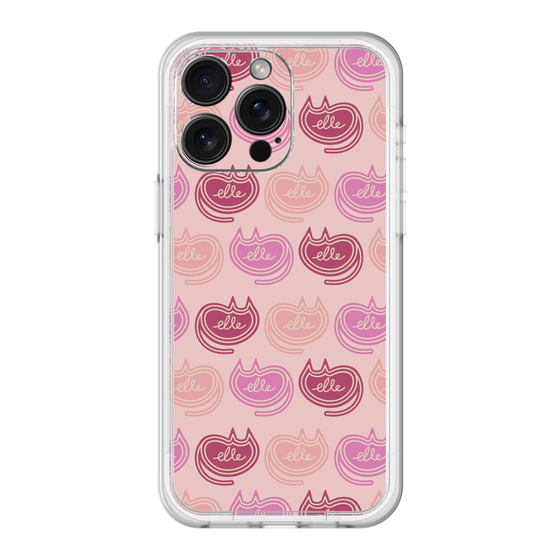 スリムプロテクションプレミアムケース［ ELLE - Cat Pattern - ピンク ］