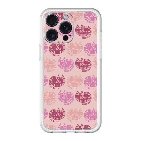 スリムプロテクションプレミアムケース［ ELLE - Cat Pattern - ピンク ］