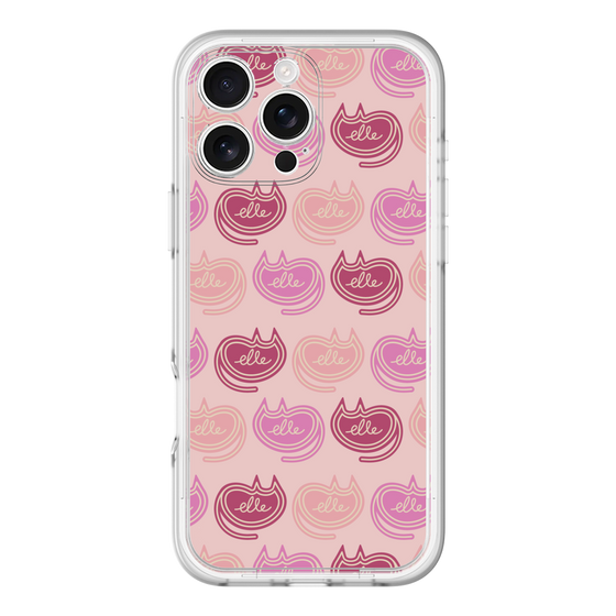 スリムプロテクションプレミアムケース［ ELLE - Cat Pattern - ピンク ］