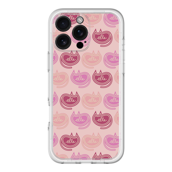 スリムプロテクションプレミアムケース［ ELLE - Cat Pattern - ピンク ］
