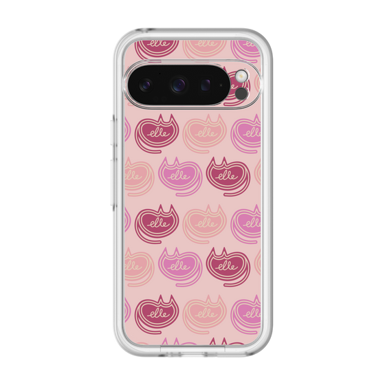 スリムプロテクションプレミアムケース［ ELLE - Cat Pattern - ピンク ］
