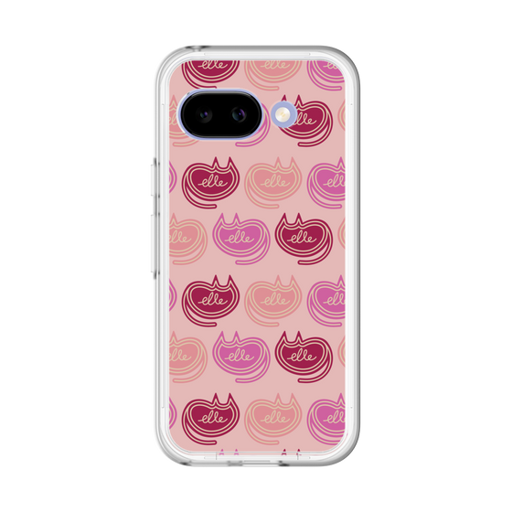 スリムプロテクションプレミアムケース［ ELLE - Cat Pattern - ピンク ］