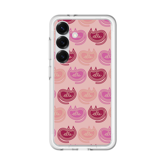 スリムプロテクションプレミアムケース［ ELLE - Cat Pattern - ピンク ］