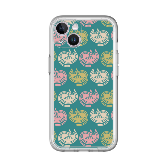スリムプロテクションプレミアムケース［ ELLE - Cat Pattern - グリーン ］