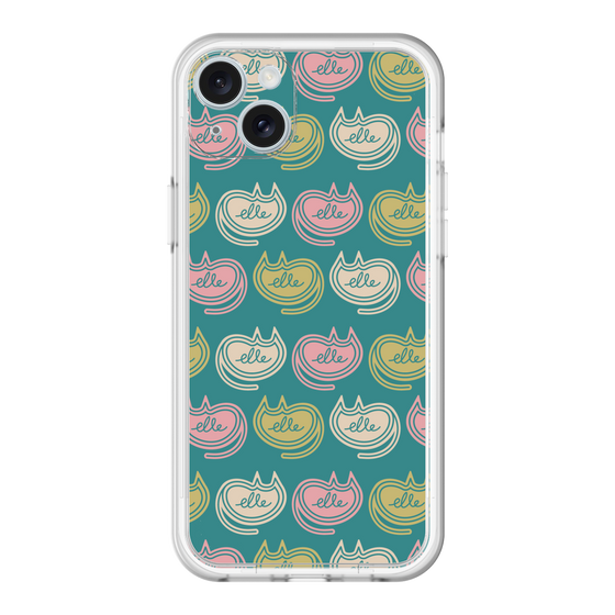 スリムプロテクションプレミアムケース［ ELLE - Cat Pattern - グリーン ］