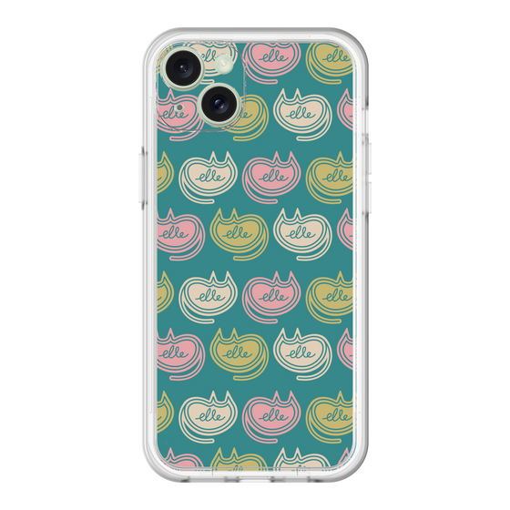スリムプロテクションプレミアムケース［ ELLE - Cat Pattern - グリーン ］