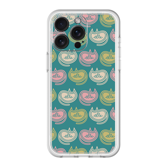 スリムプロテクションプレミアムケース［ ELLE - Cat Pattern - グリーン ］