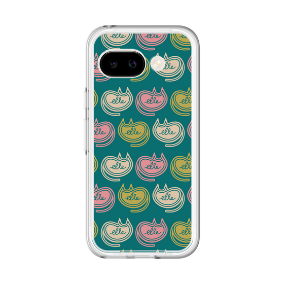 スリムプロテクションプレミアムケース［ ELLE - Cat Pattern - グリーン ］