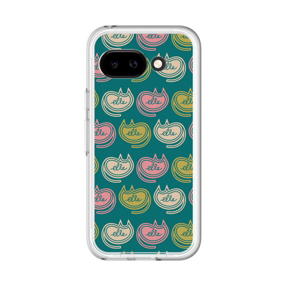 スリムプロテクションプレミアムケース［ ELLE - Cat Pattern - グリーン ］