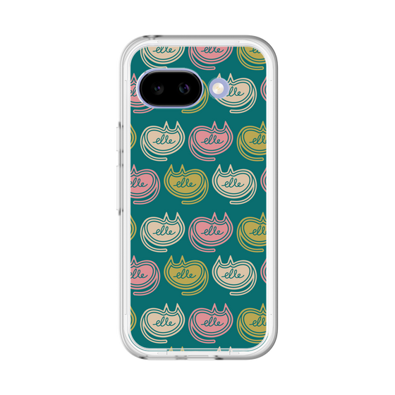 スリムプロテクションプレミアムケース［ ELLE - Cat Pattern - グリーン ］