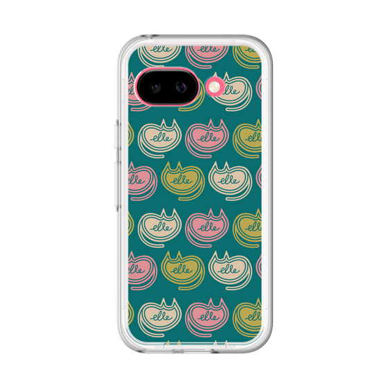 スリムプロテクションプレミアムケース［ ELLE - Cat Pattern - グリーン ］