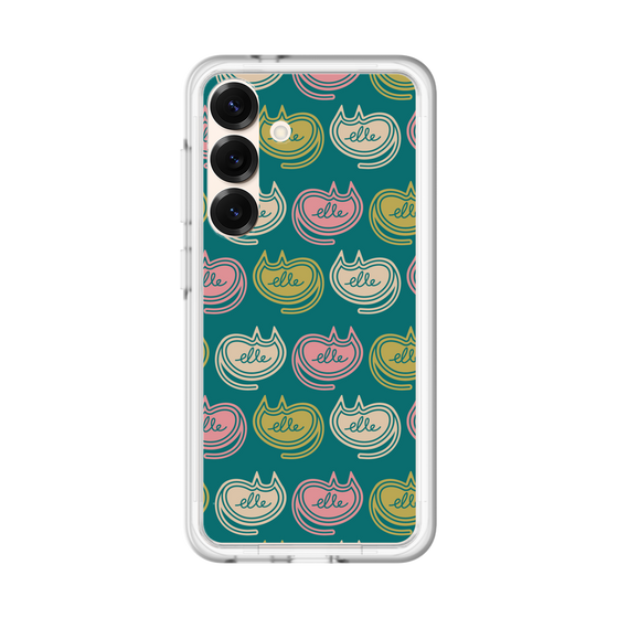 スリムプロテクションプレミアムケース［ ELLE - Cat Pattern - グリーン ］